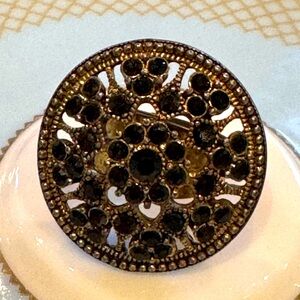 Brass ring black stone